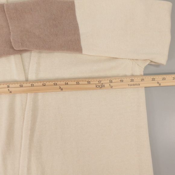 Eileen Fisher Open Front Cardigan Large Cream Long Polished Sleek Cotton Silk - Picture 8 of 14